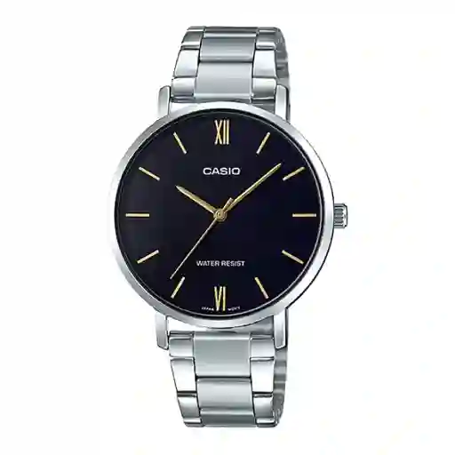 Casio Reloj Ltp-Vt01D-1B Para Dama Plateado/ Negro