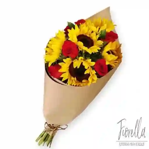  bouquet girasoles y rosas