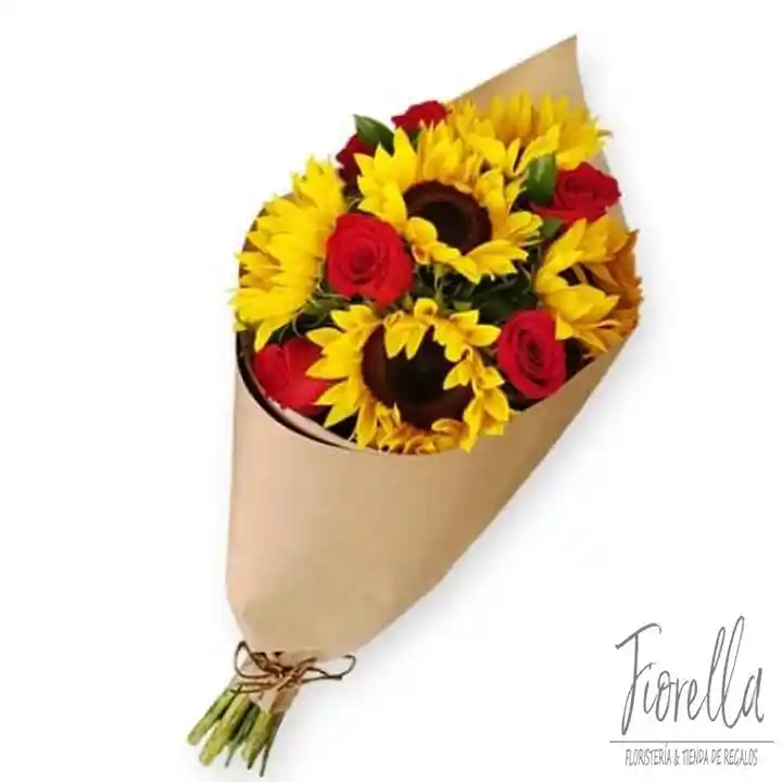  bouquet girasoles y rosas