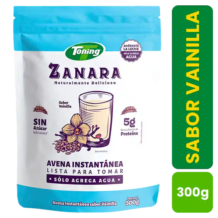 Zanara Toning Avena Instantánea Sabor Vainilla