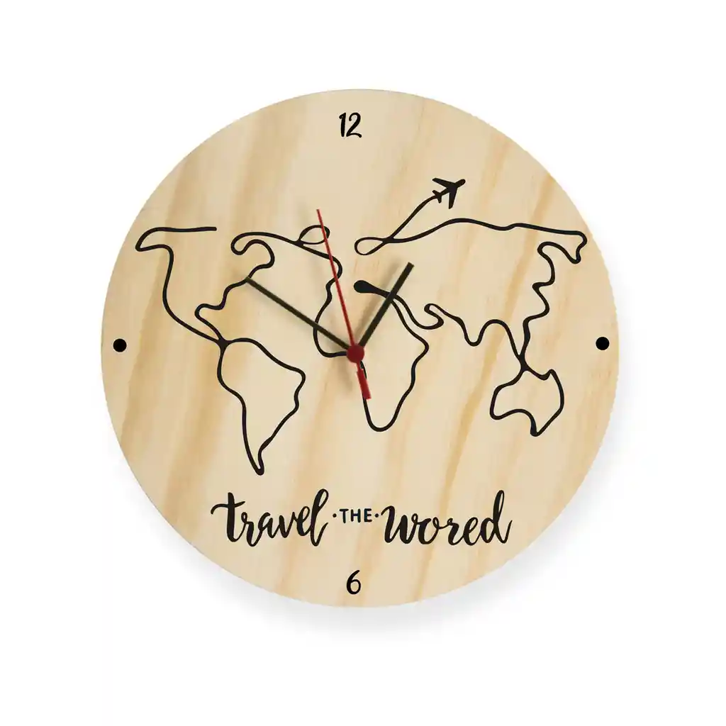 reloj de pared travel mapa en siluetas