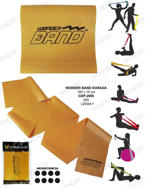 Theraband Wonder Sport Banda Elastica Abierta Dorada