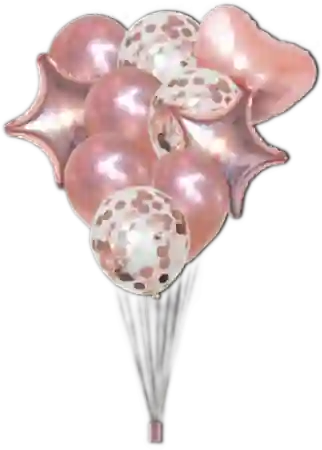 Globo Bouquet de bombas mezcladas con confeti Oro rosa