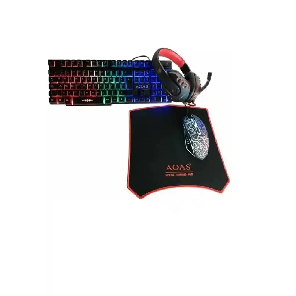 Combo Gamer Teclado Con Luces + Mouse + Audífonos + Mousepad