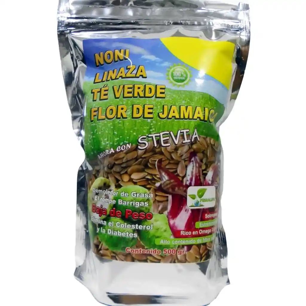 Linaza Noni Te Verde Flor De Jamaica Y Stevia 500 Gramos