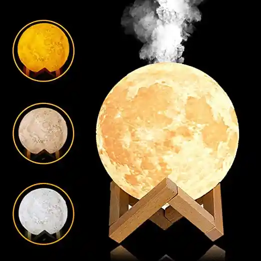 Humificador Difusor Luna Aroma 3 Toques Led Lampara Con Base