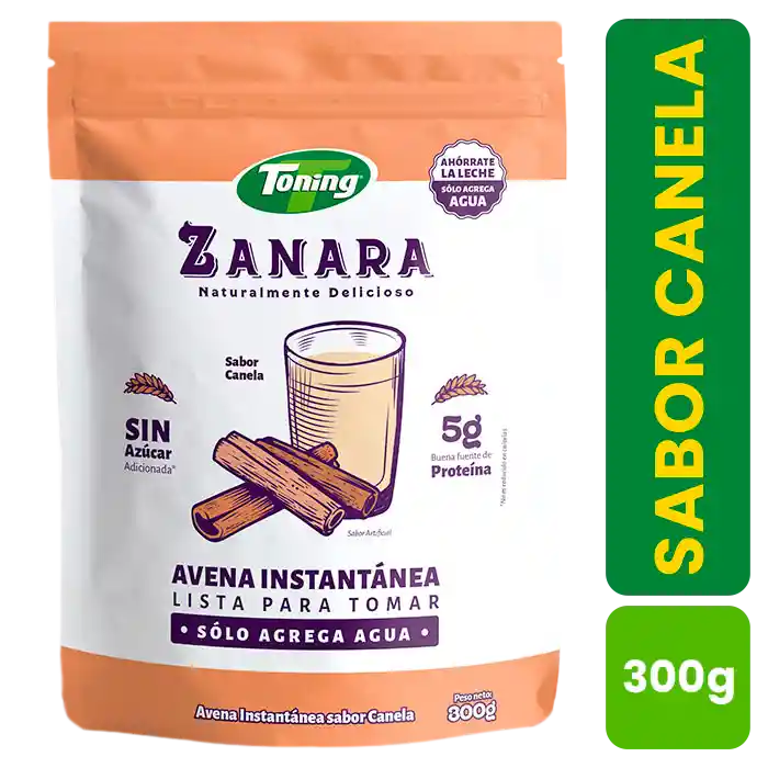 Toning Zanara Avena Instantánea Sabor Canela