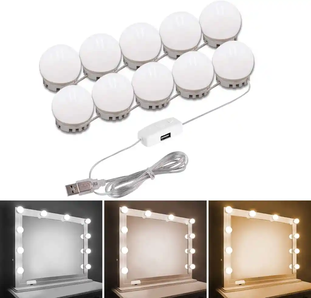 Kit De Luces Para Espejo Estilo Hollywood 10 Bombillas Stick