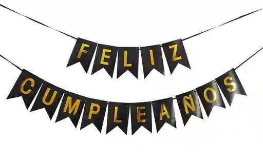 Guirnalda, festón, banner “Feliz Cumpleaños” color negro