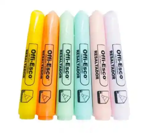 Resaltador Pastel Grueso X 6 Unds Offi-esco