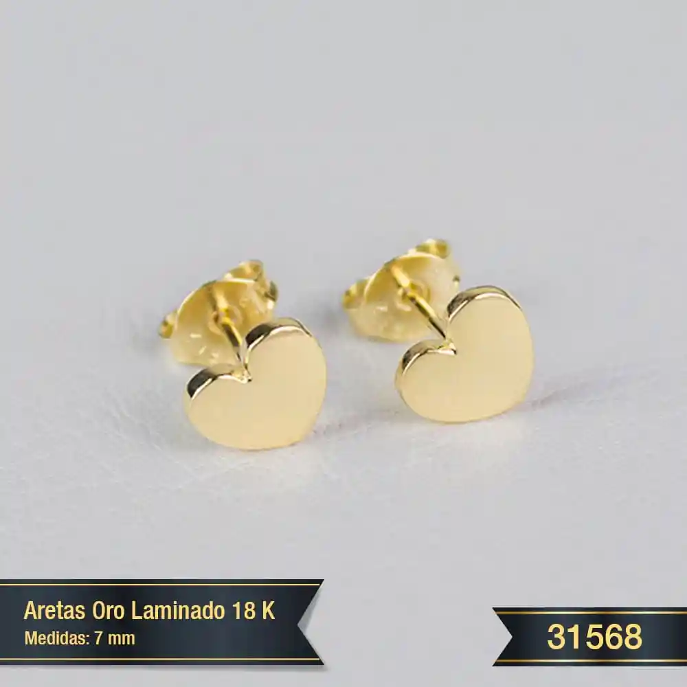 Topitos Corazón 7 MM Oro Laminado 18k