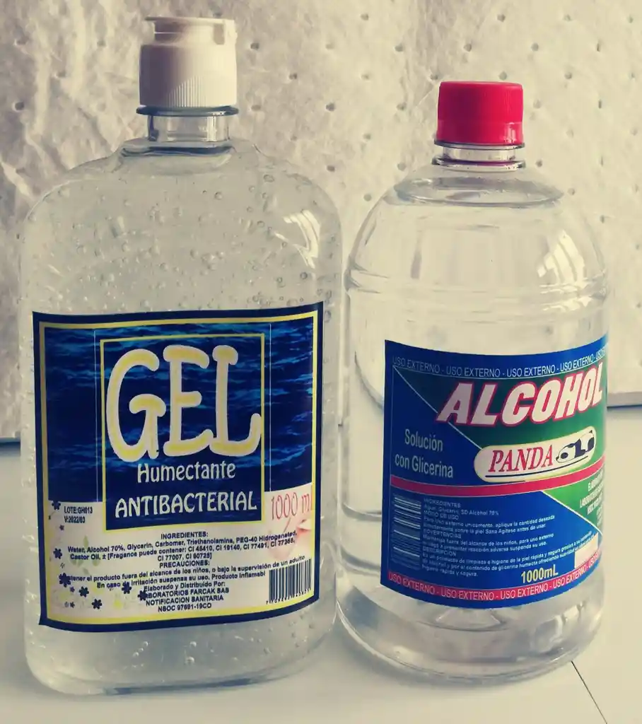 GEL ANTIBACTERIAL X 1 LITRO + ALCOHOL X 1 LITRO