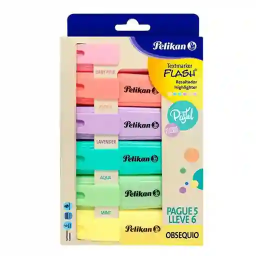 Pelikan Resaltador Flash Colores Pastel