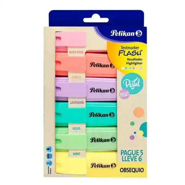 Pelikan Resaltador Flash Colores Pastel