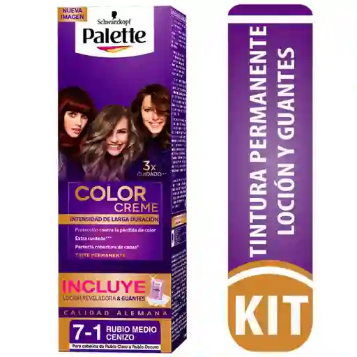 Tintes Palette Color Creme 7-1 Rubio Medio Cenizo