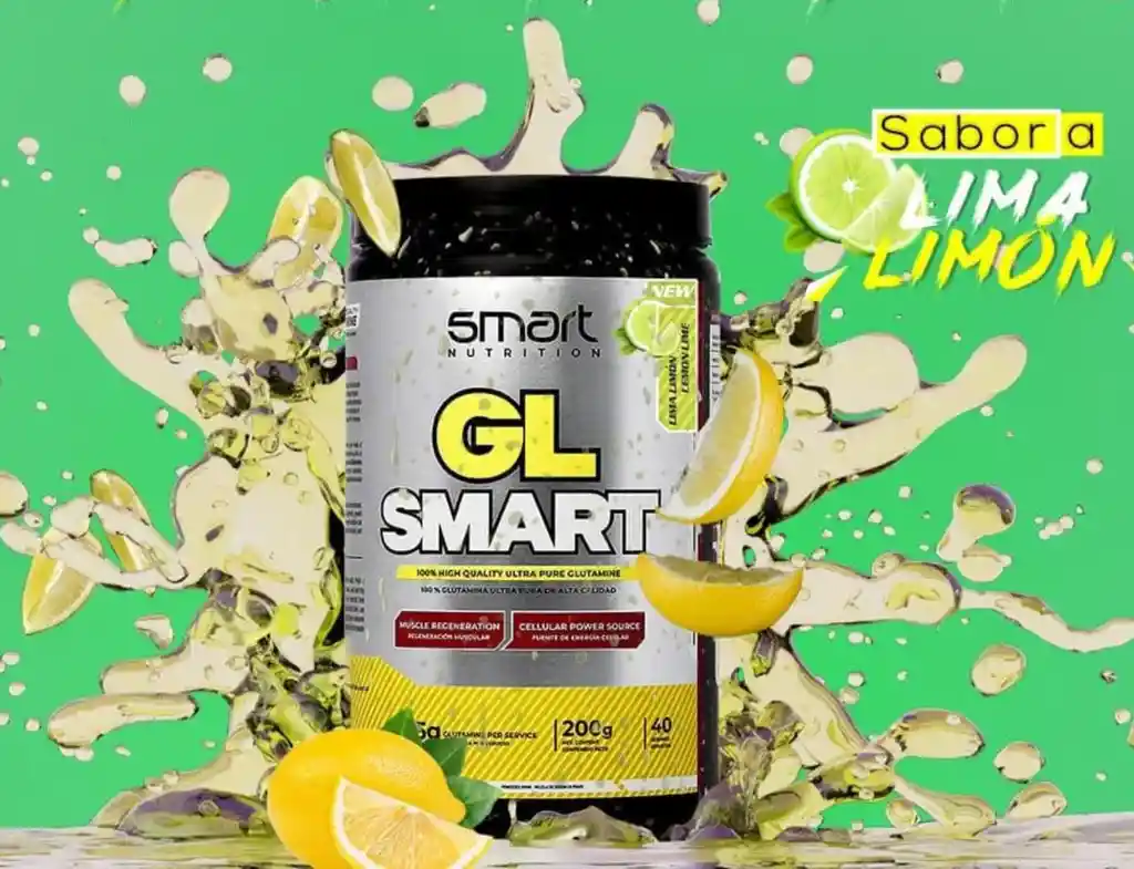 Glutamina Lima Limon 300 Gramos Smart Nutrition 40 Servicios