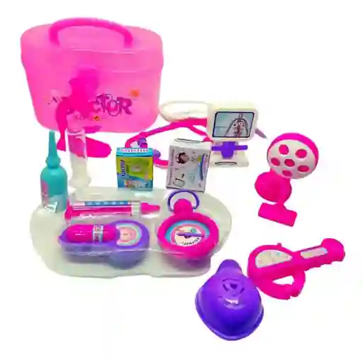 Doctor Medico Kit Enfermería Juguete Maletín Didáctico Niña Rosa