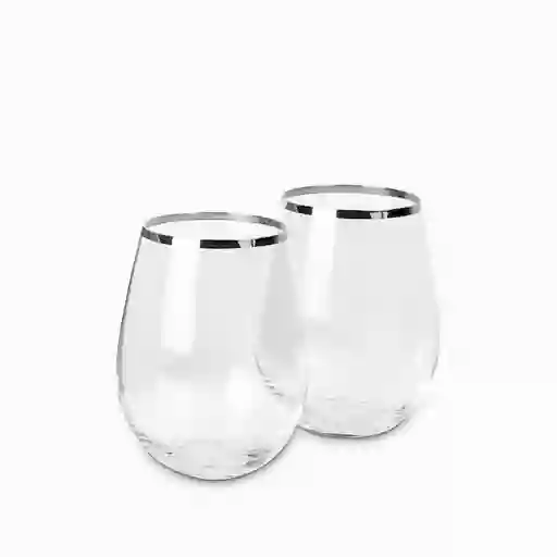 Ambiente Gourmet Vaso Cristal Borde Plateado Capacidad 670 mL