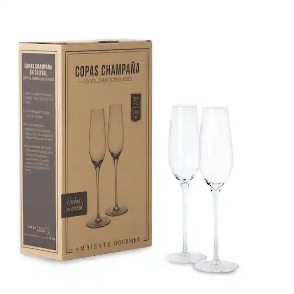 Ambiente Gourmet Copa Champaña en Cristal Capacidad 230 mL