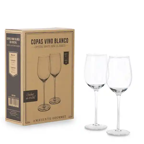 Ambiente Gourmet Copa Vino Blanco en Cristal Capacidad 430 mL