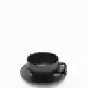 Ambiente Gourmet Set Pocillo y Plato Negro Mate