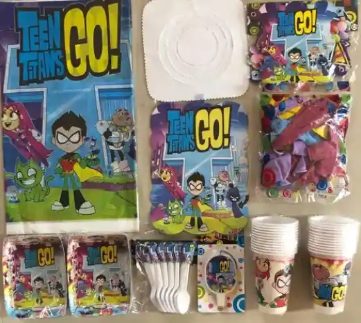 Kit Decoracion Fiesta Infantil cumpleaños Jovenes Titanes