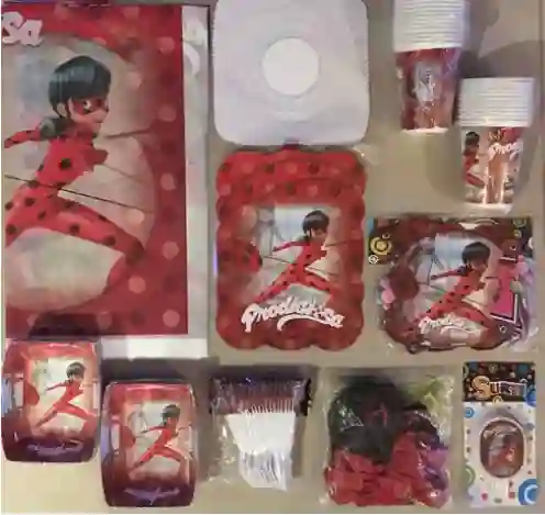 Kit Decoracion Fiesta Infantil cumpleaños Lady Bug Miraculous