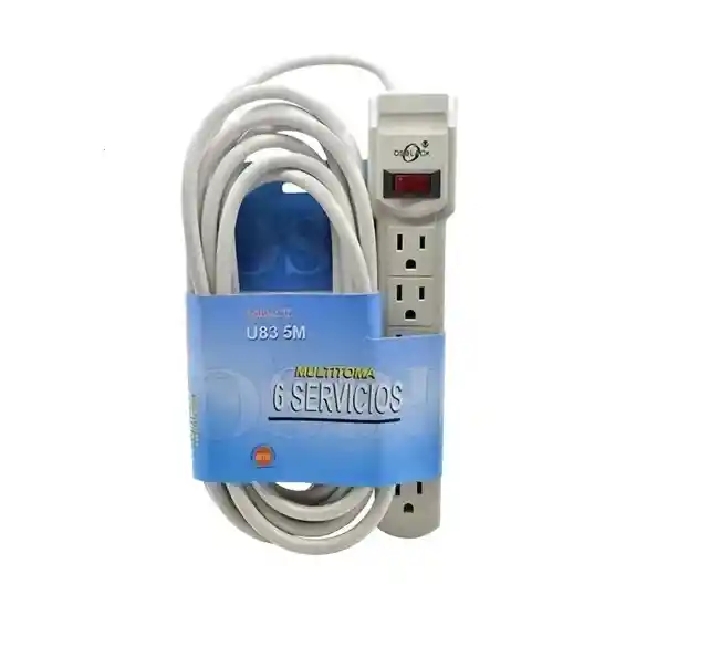 Multitoma 6 Puertos 125v 15a Polaridad A Tierra Cable De 3m