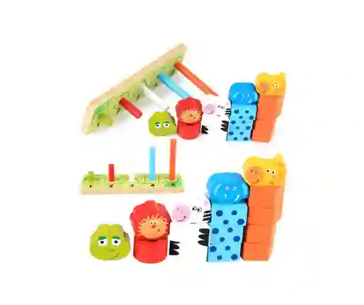 Safari Figuras De Animales Para Encajar, Madera Montessori