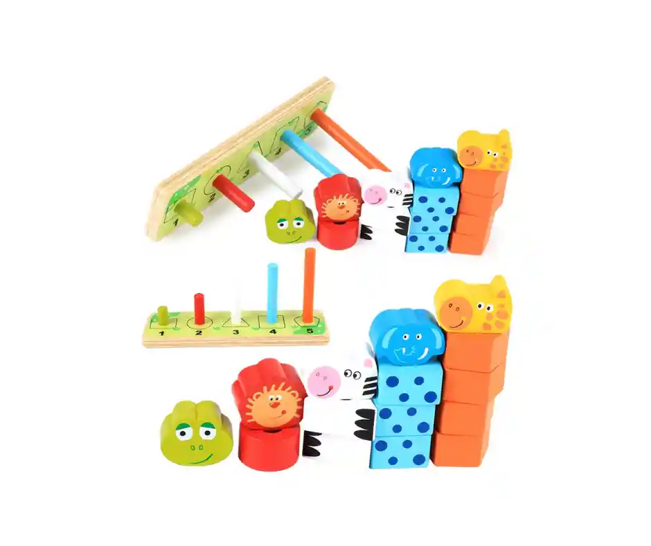 Safari Figuras De Animales Para Encajar, Madera Montessori