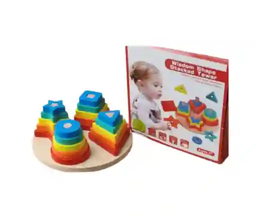 Juego Montessori De Encaje Figuras Con Colores Vivos Madera