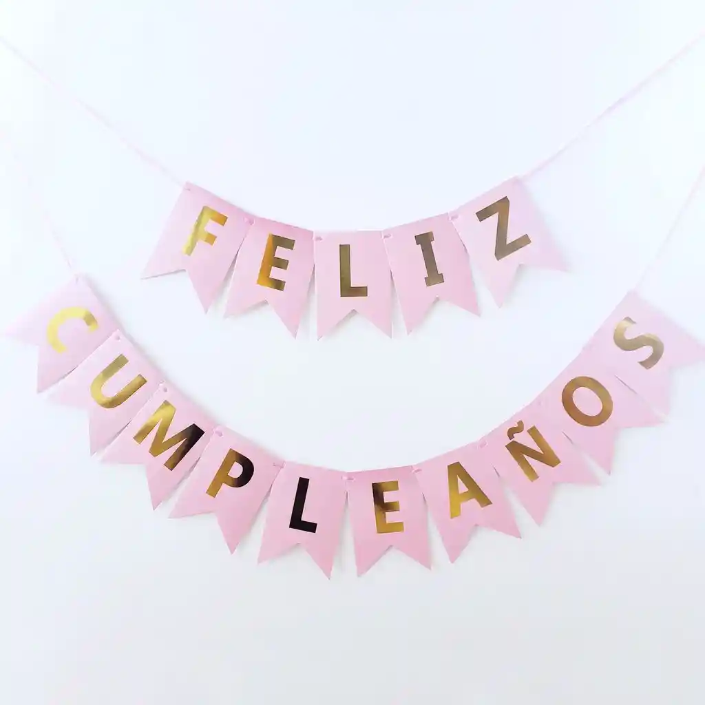 Guirnalda, Festón “Feliz Cumpleaños” Color Rosado Pastel