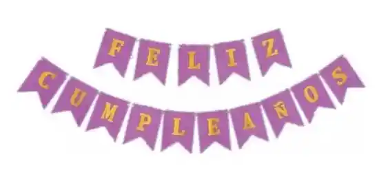 Guirnalda, Festón “Feliz Cumpleaños” Color Lila pastel o morado 