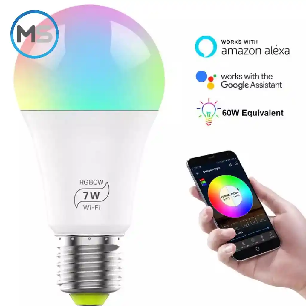 Bombillo Wifi inteligente 7w Multicolor. Alexa. Home. Siri