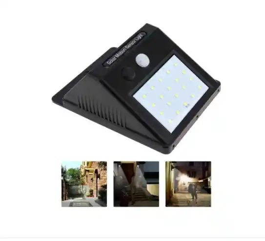 Lampara Panel Solar Exteriores Led Y Sensor Fachadas Pared