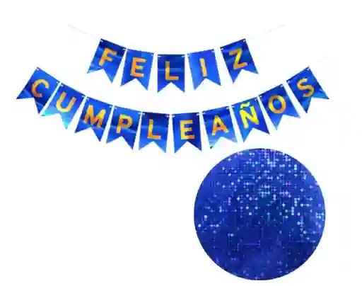  Guirnalda, Festón “Feliz Cumpleaños” Color Azul brillante