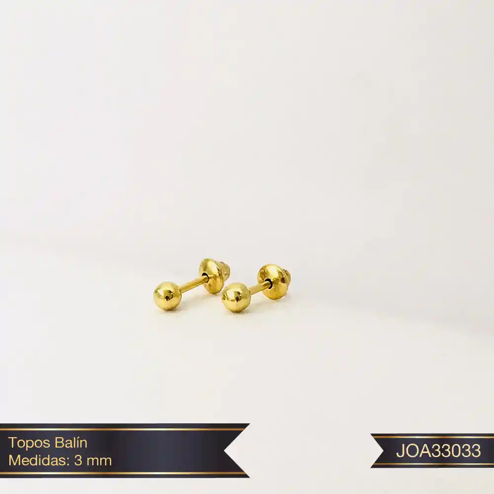 Topitos De Seguridad 3mm Oro Laminado 18k