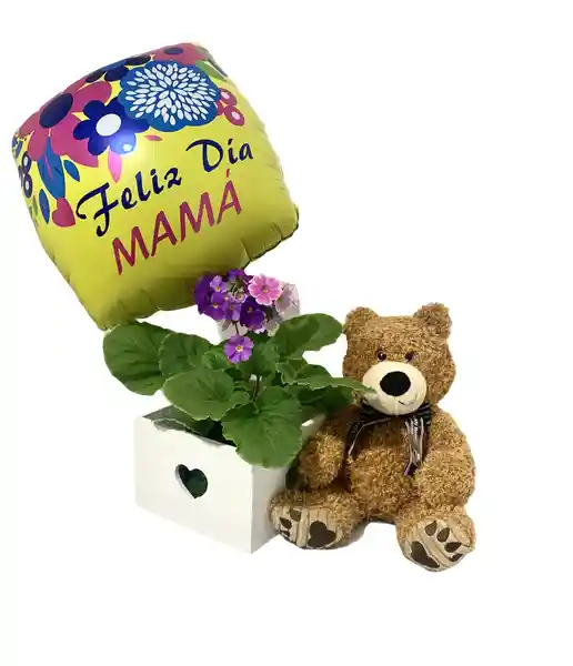 Kit Planta Peluche + Globo Para Mamá