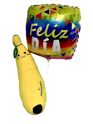 Kit Celebración Peluche Banana + Globo