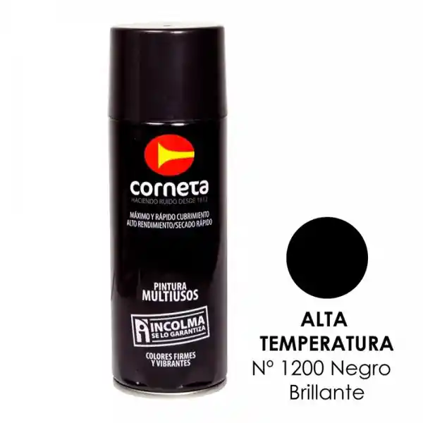 Corneta Pintura en Aerosol Alta Temperatura Negra