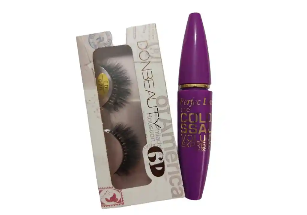 Maquillaje Pestañas Postizas 6d (pack X 1 Par) + Pestañina Perfect Love
