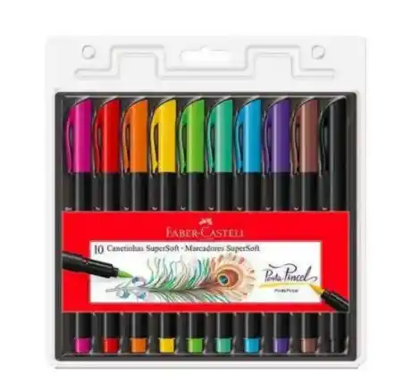 Faber Castell Marcadores Punta Pincel Supersoft X10 Unidades