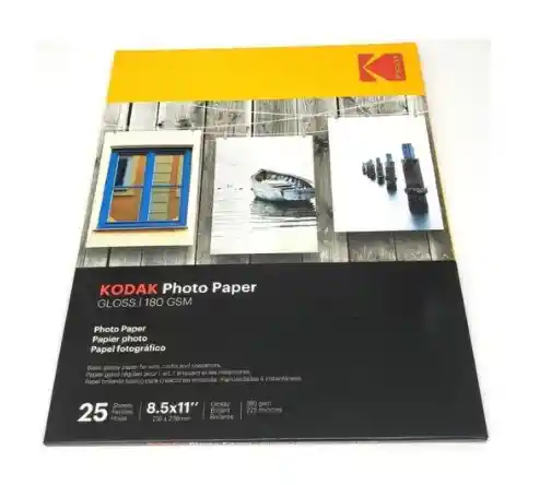 Papel Fotográfico Brillante Carta 180 Gr Kodak X 25 Unidades