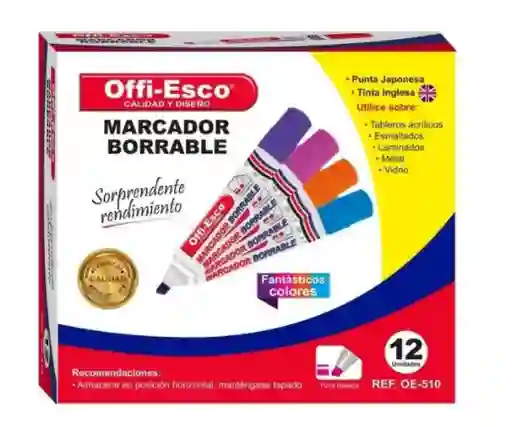 Marcador Borrable Fantásticos Colores Oe- 510 Display X 12