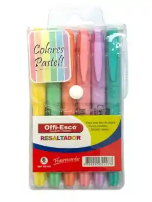 Resaltador Estuche Pastel X 6 Unidades Offi-esco