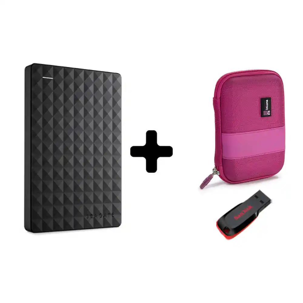 Disco Duro Seagate Expansion 2 Tb + Estuche Rosa + Usb 16gb