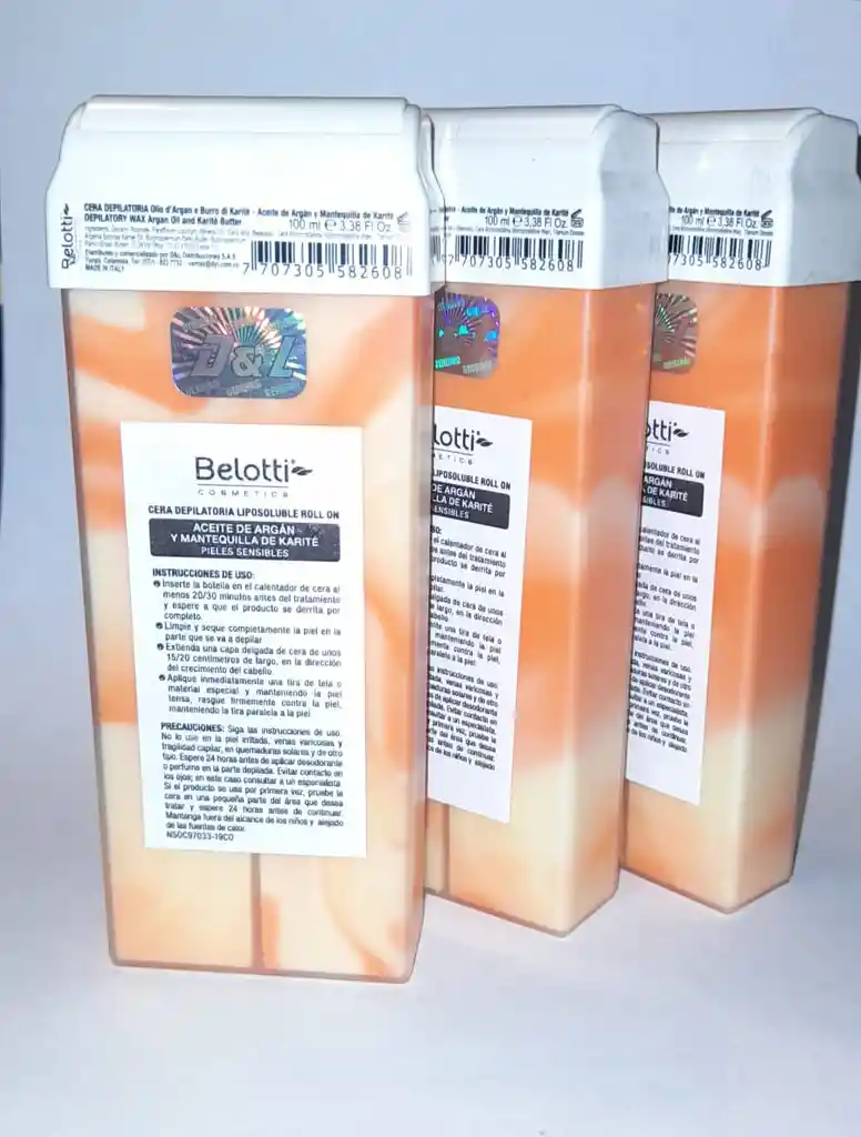 BELOTTI Cera Depilatoria 100Ml X 3 Unidades Karite Y Argan