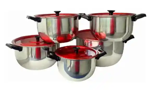 Olla Caldero Oreja Para La Cocina X 5 Aluminio Alta Pureza rojo