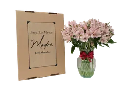 Caja De Regalo, Bouquet Flores Frescas Y Jarrón