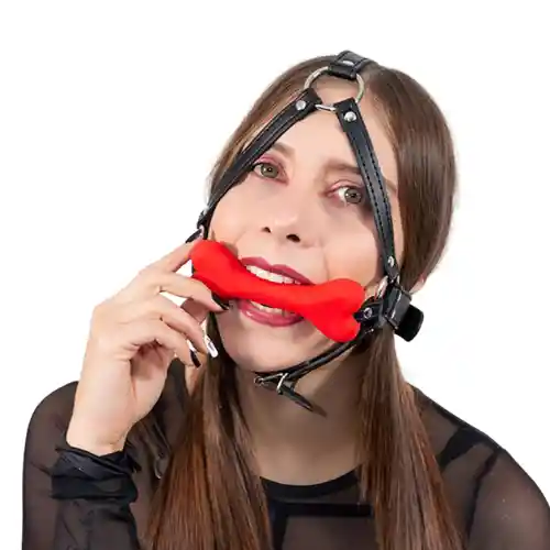 Full Head Gag Black Red